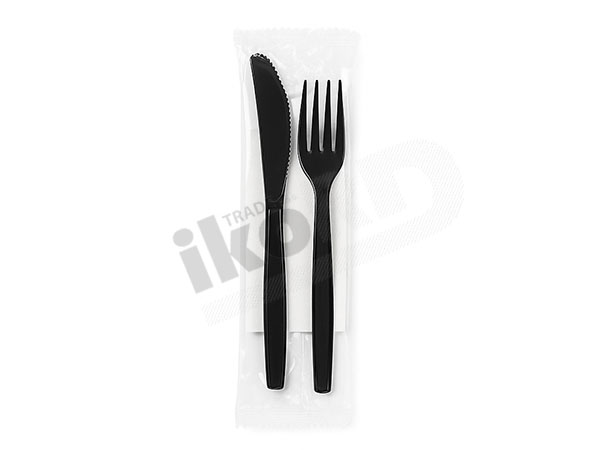 PVC set 3u1 (salveta, vilica, nož), crni, 250/1