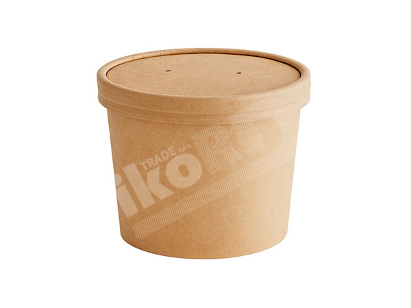 Kraft posuda za juhu s poklopcem, smeđa, 75x100mm, 445ml, 250/1